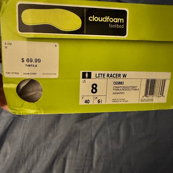 Adidas Lite Racer. NIB. Cloud foam and very light on feet. - Picture 2 of 3